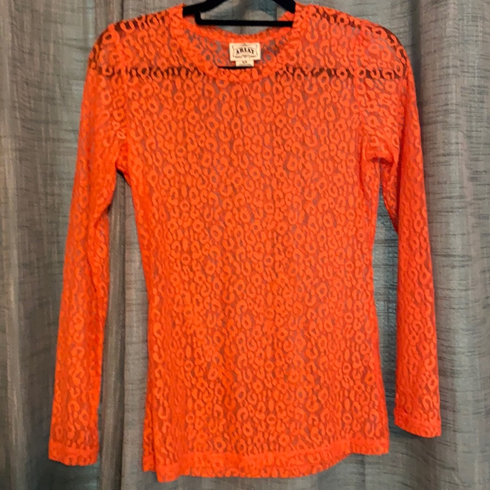 Ariat orange cheetah top